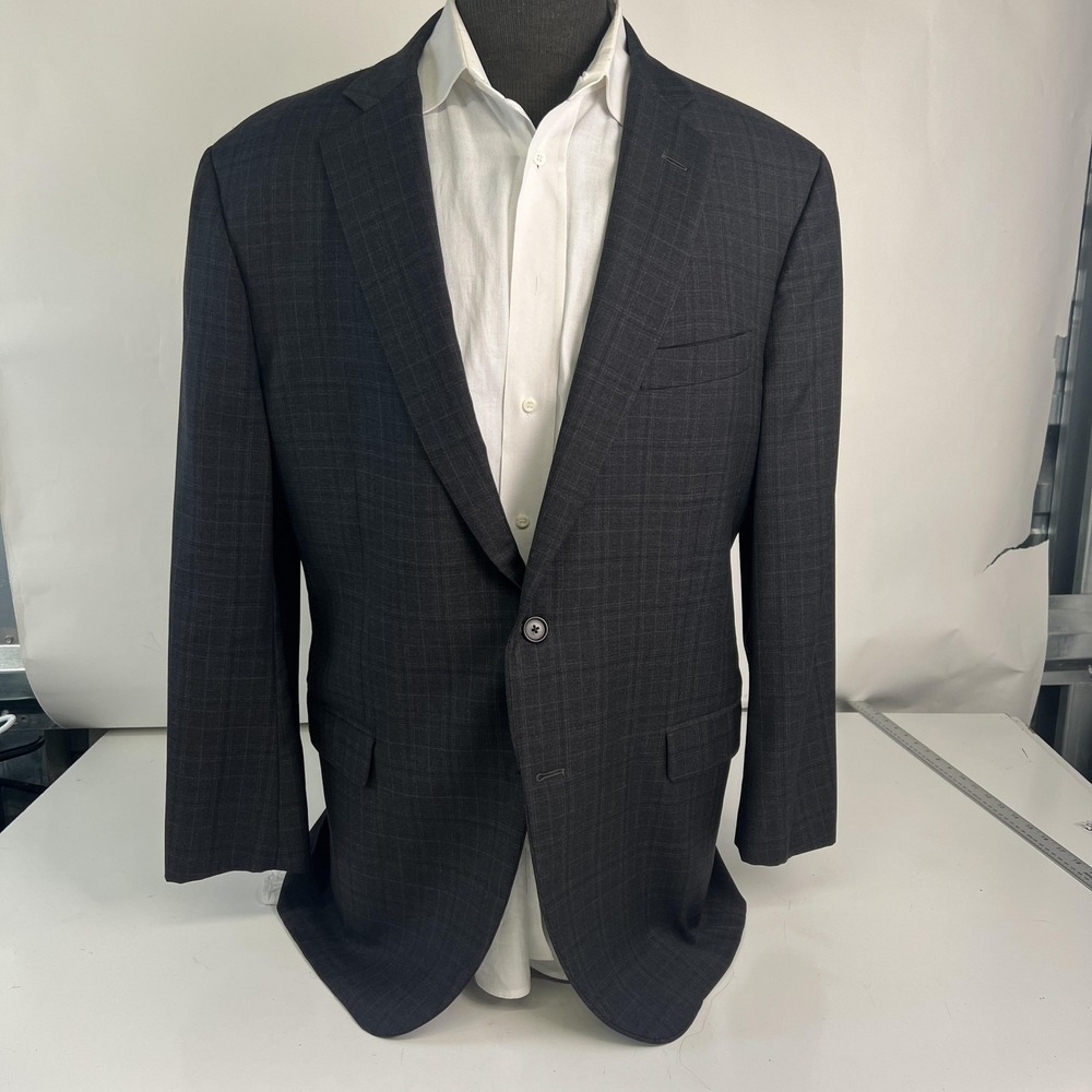 Brooks Brothers Blazer Mens 44 Gray Check Wool 1818 Madison Saxon USA Sport Coat